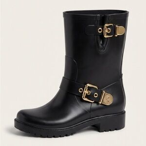 Vince Camuto Black Combat Boots with Gold Accents